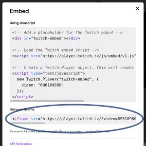iframe code 2 on Twitch
