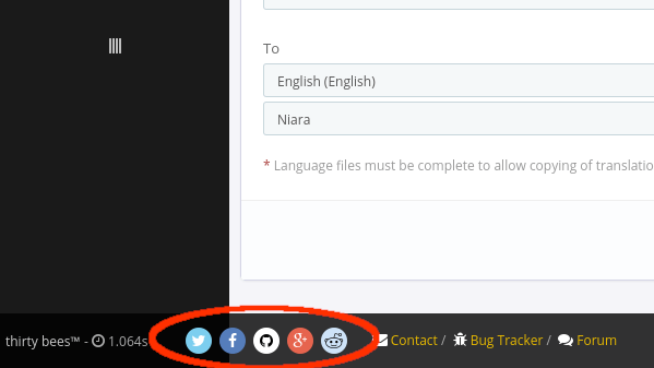 Lower left corner of Merchant&rsquo;s Edition back office